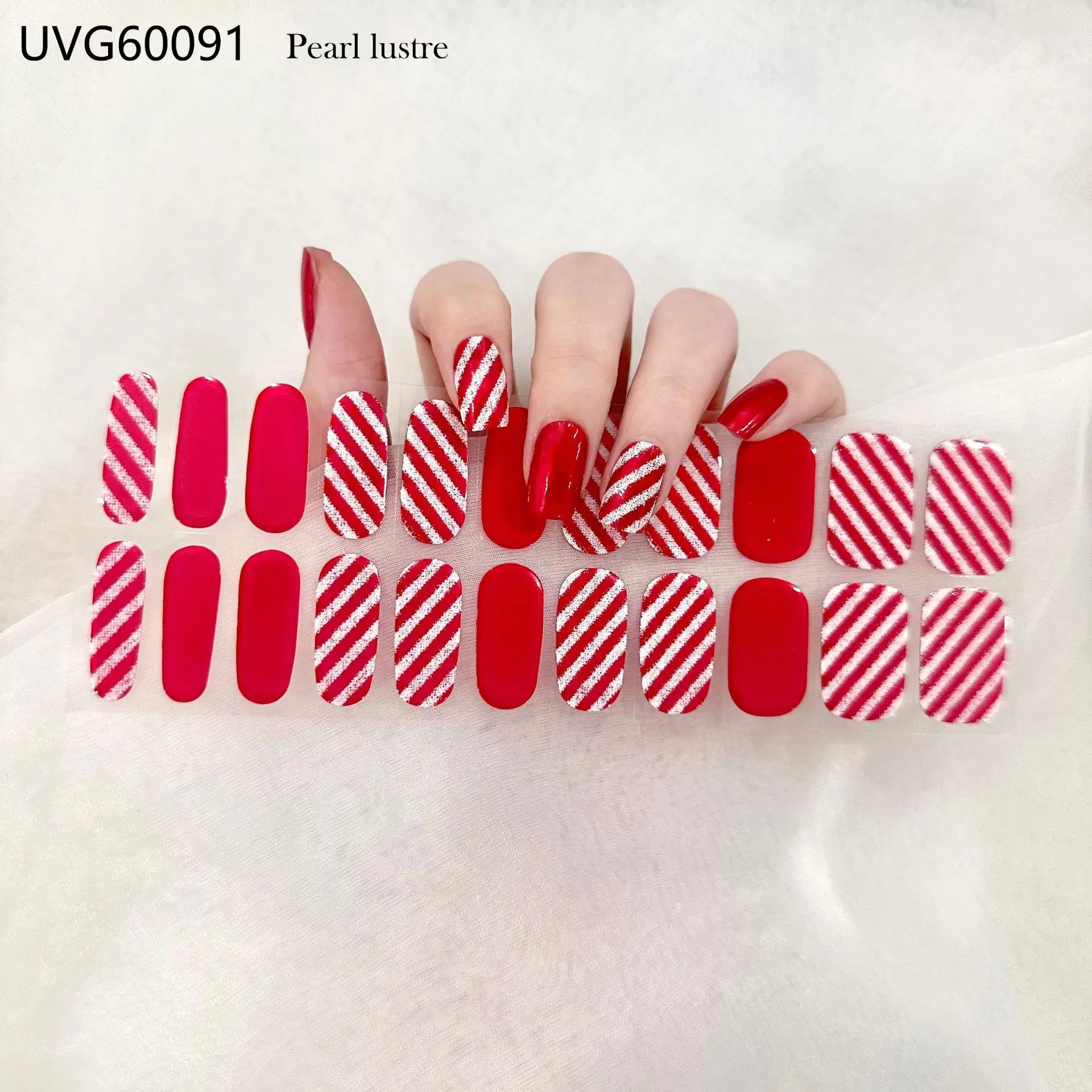 20/22tipsChristmas Semi Cured Nail Sticker UV Led Lamp Semi Cured Gel Design Nail Decals Waterproof Nail Stickers Nail Manicure