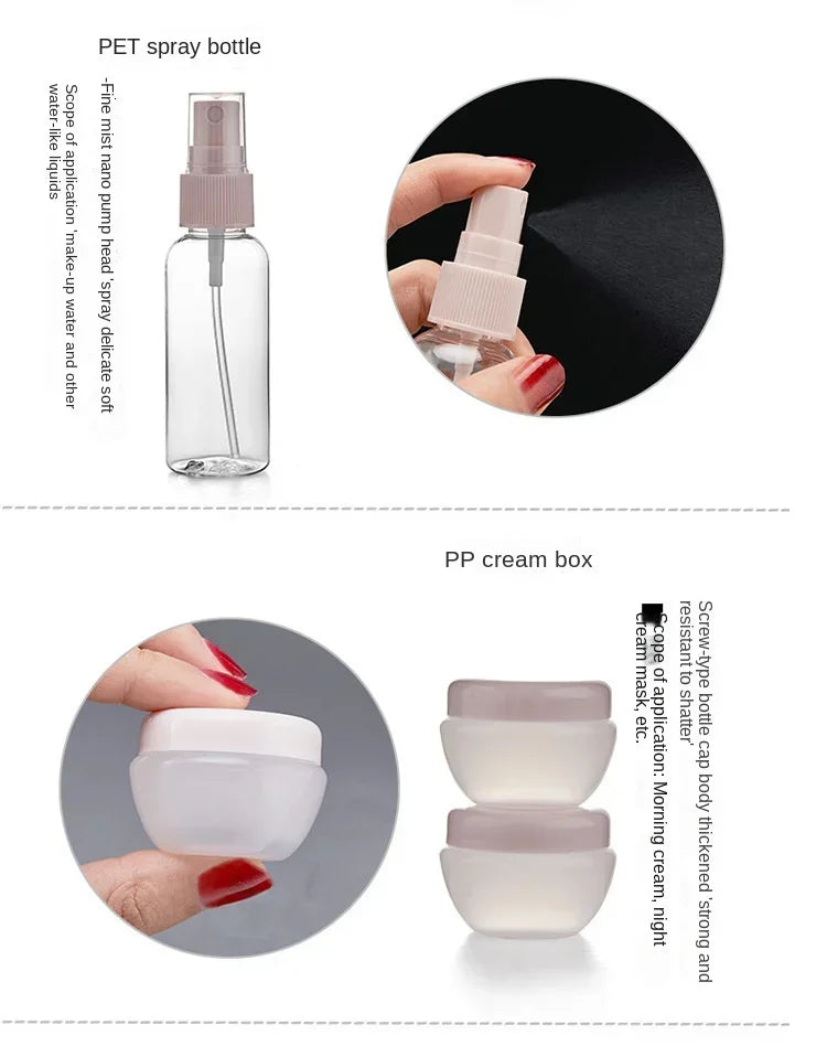 11pcs Travel Refillable Bottle Portable Silicone Empty Sub-bottling Tool Liquid Container Spray Lotion Shampoo Shower Perfume