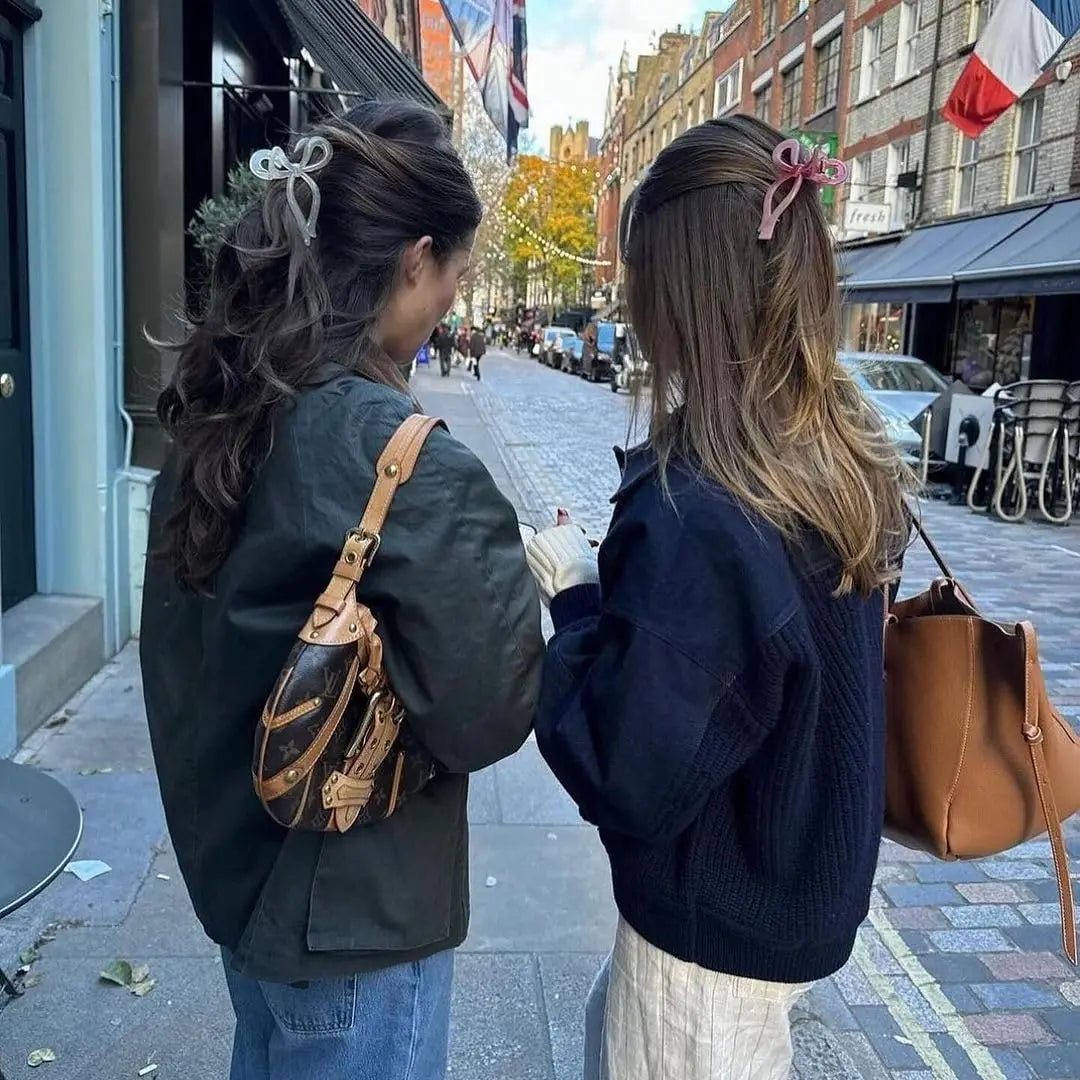 2Pcs Bows Claw Clips 2 Colors Hair Bows for Girls Ribbon Hair Clips Bow Trend Claw Clips for Thick Hair Pink Coquette Bows Clips