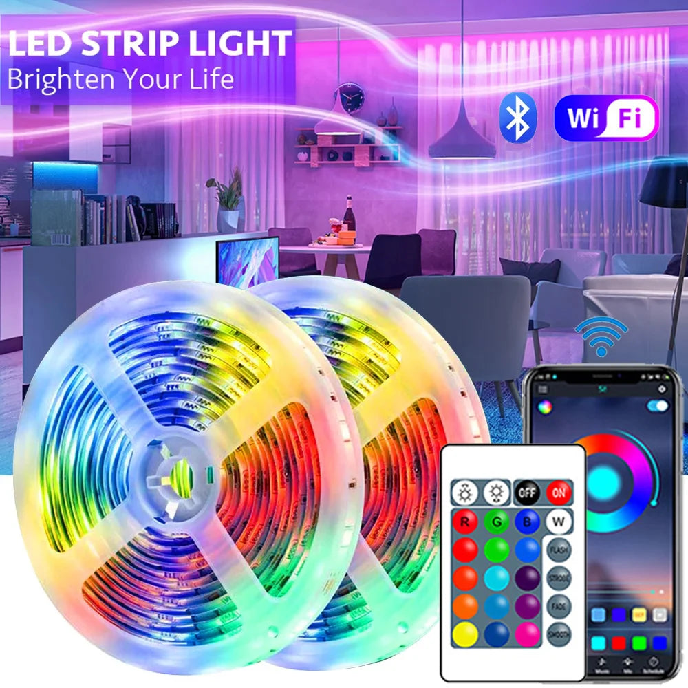Led Strip Lights USB RGB 5050 LED Light Strip 1M-30M Music Sync App Control Luces Led Flexible Lamp for Room Decor TV Backlight