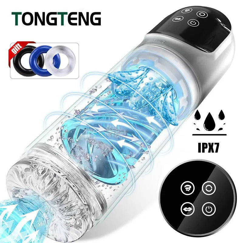 Automatic Male Masturbator Cup 7 Sucking Rotating Licking Modes Pocket Pussy Stroker Blowjob Penis Pump Sex Toys For Men