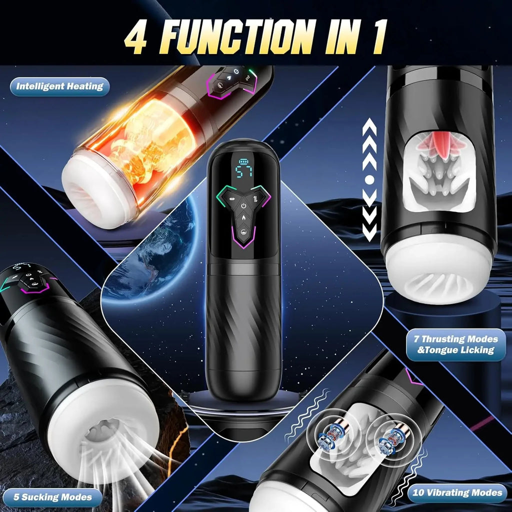 5 IN 1 Automatic Telescopic Male Masturbator Penis Pump Heated Sucking Vibrating Sex Machines With LCD Display Sex Toys for Men