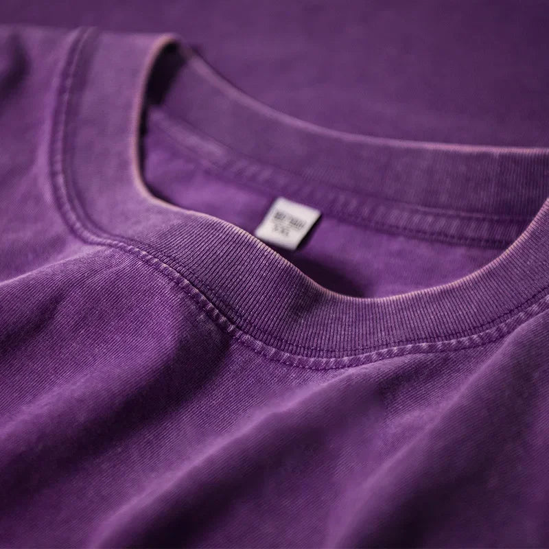 American Style Retro Heavyweight Solid Color Short Sleeved T-shirt Men Women Summer Street Trendy Washed Old Oversized Clothes