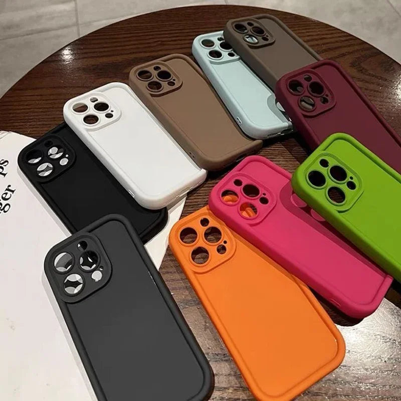 Luxury Candy Color Silicone Case For iPhone 11 13 12 14 15 16 17 Pro Max 15 Pro XS XR XS Max 7 8 PLUS 16E SE Shockproof Cover