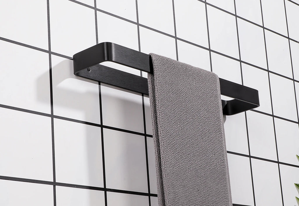 Bathroom Towel Rack Towel Holder 20/30/40CM Black Towel Bar No drill Wall Mount Stainless Steel Kitchen Cabinet Storage