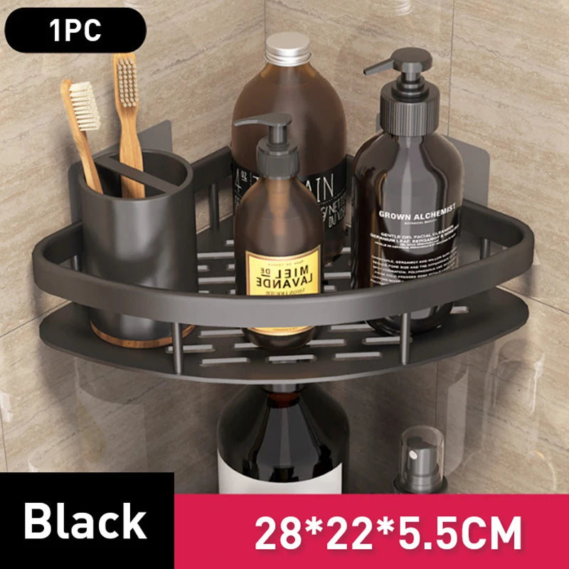 Punch Free Wall Mounted Bathroom Shelf No Drill Shower Shelf Kitchen Storage Organizer Shampoo Rack Makeup Storage Organizer