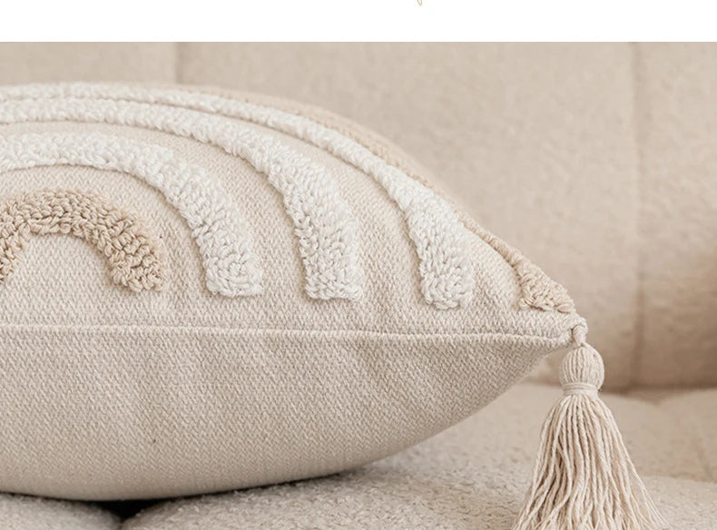 Battilo Luxury Pillow Cover with Tassels Soft Cotton Pillowcase Boho Decorative Throw Pillow for Living Room Sofa Cushion Cover