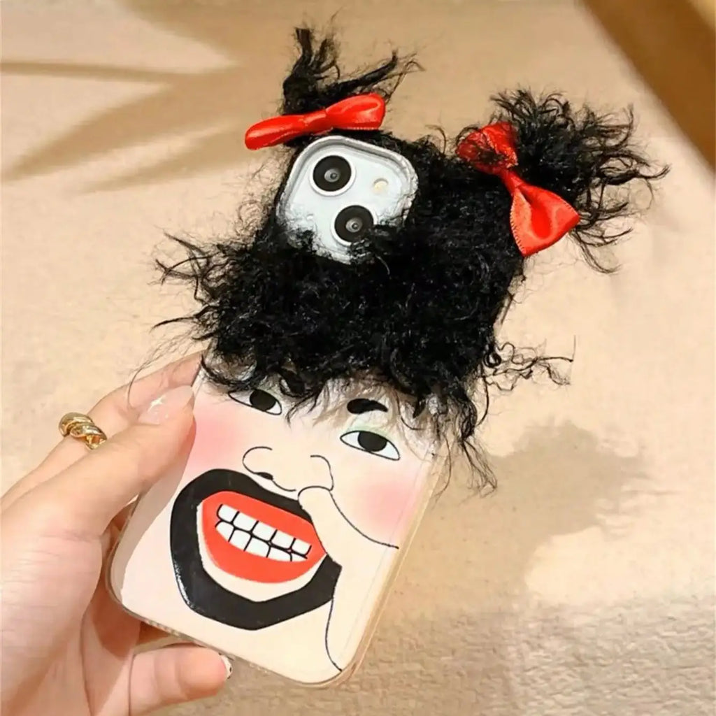 Creative Funny Expression Curly Hair Suitable For 14 Phone Cases iPhone 13 15 Pro Max 12 11 Pro Max