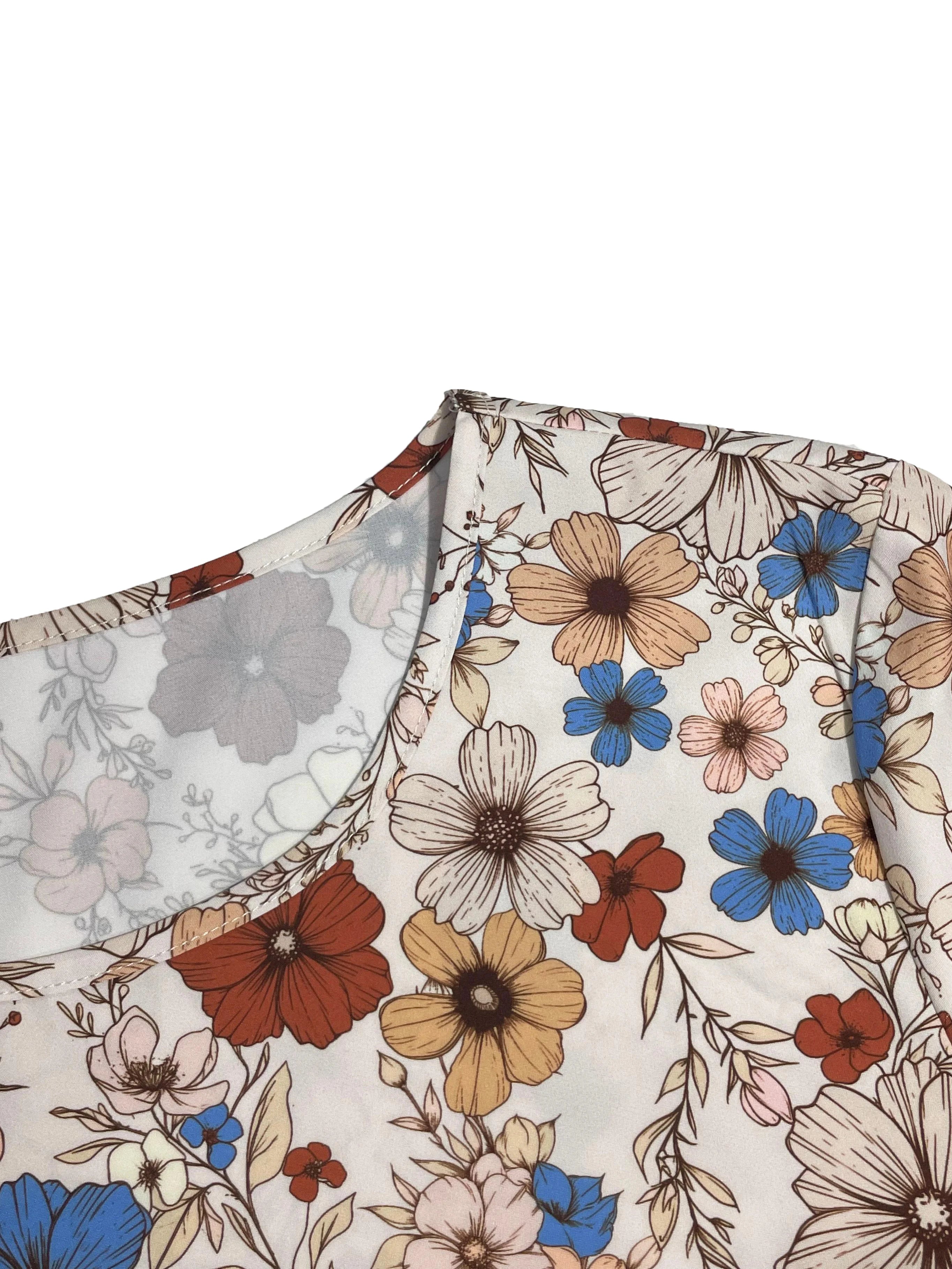 Women's Floral Print Tie Neck Flounce Sleeve Dress, Elegant Fashion Casual Dress for Daily Outdoor Wear, Women Dress for Spring