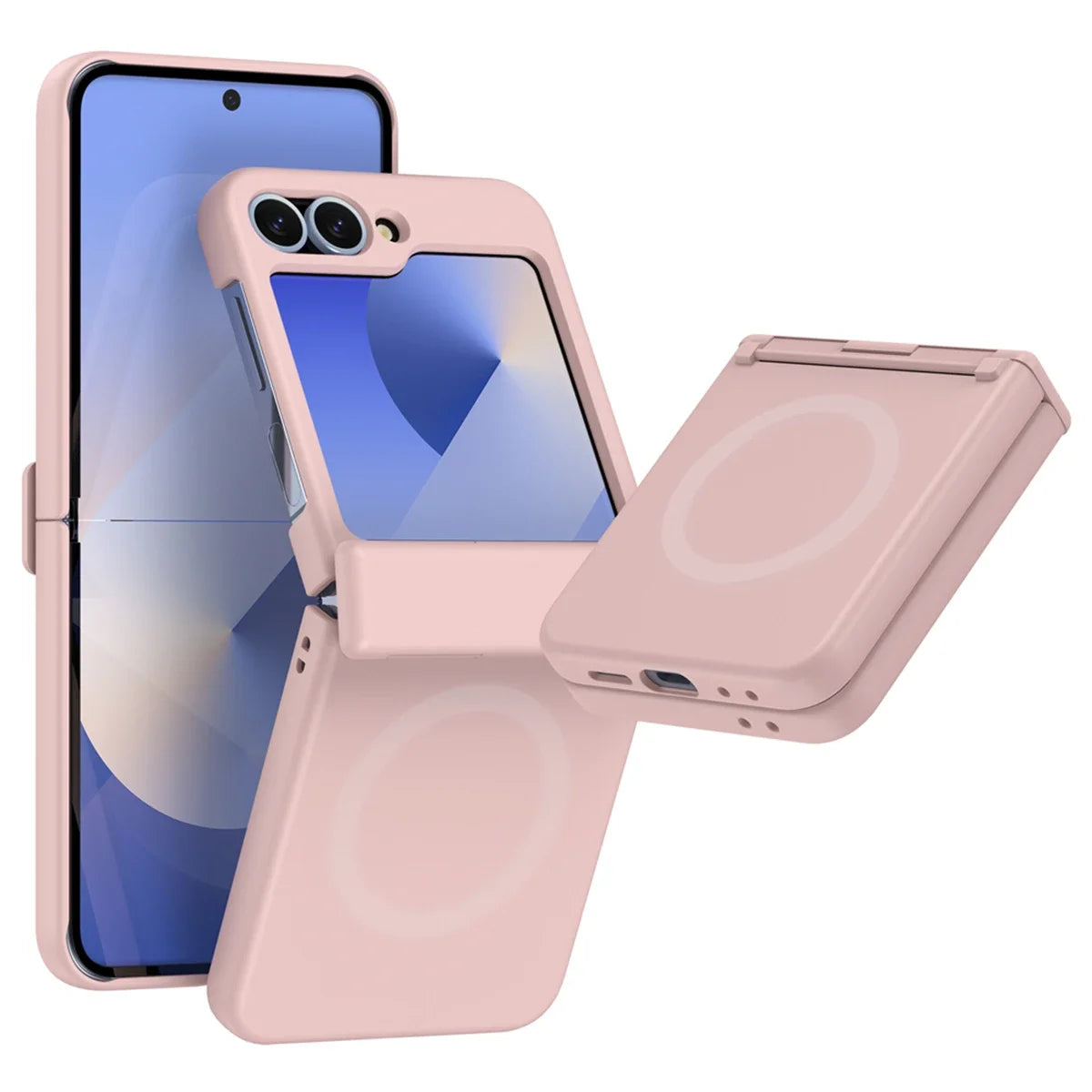 Slim Solid Color Phone Case For Samsung Galaxy Z Flip 6 5 4 3 7 Flip5 Flip6 With Hinge Hard PC For Magsafe Wireless Charge Cover