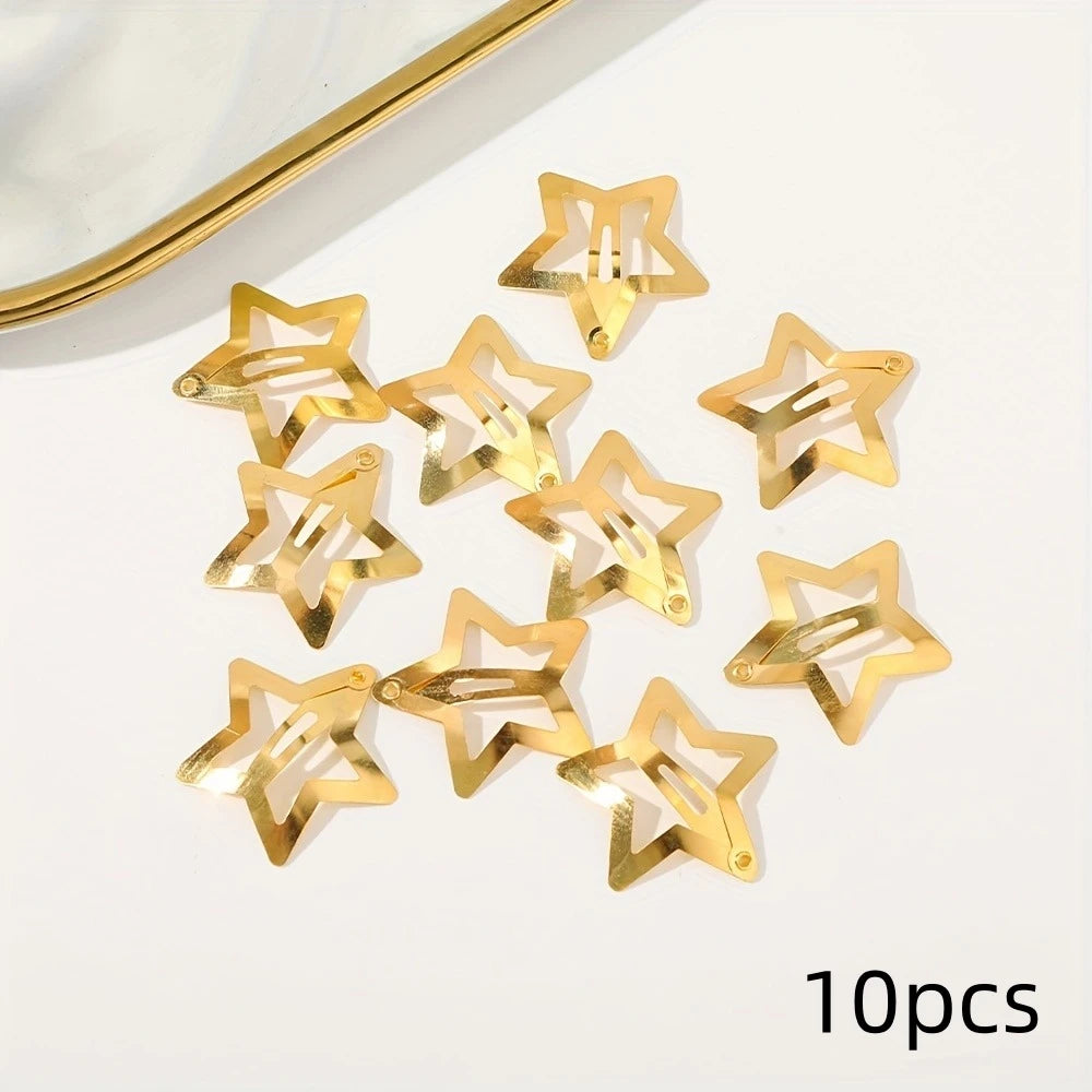2-100Pcs Star Hair Clips for Girls Filigree Star Metal Snap Clip Hairpins Barrettes Fahsion Bobby Pin Headwear Accessories