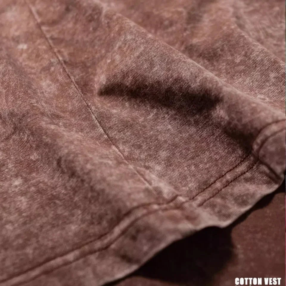 American Style Retro Heavyweight Solid Color Short Sleeved T-shirt Men Women Summer Street Trendy Washed Old Oversized Clothes