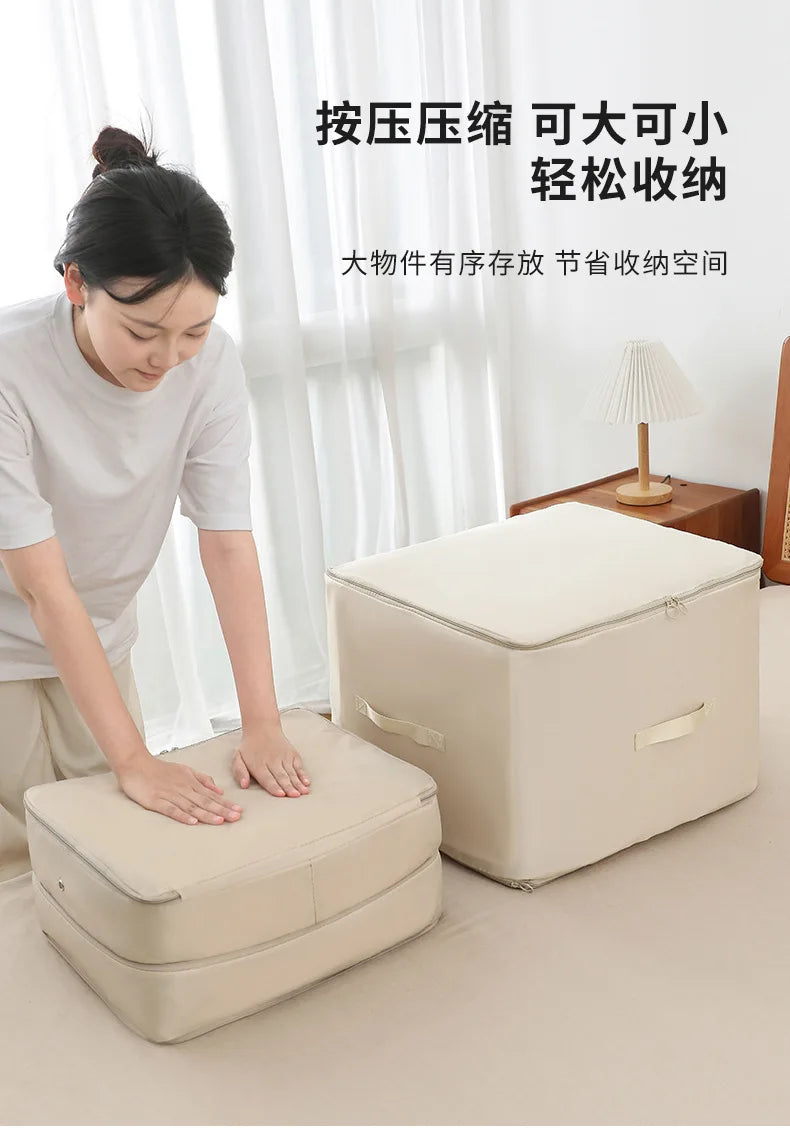 SRETNO Large Capacity Cotton Quilt Compression Storage Bag for Moving and Traveling Organizing Bag for Home Dust Pre Organizador