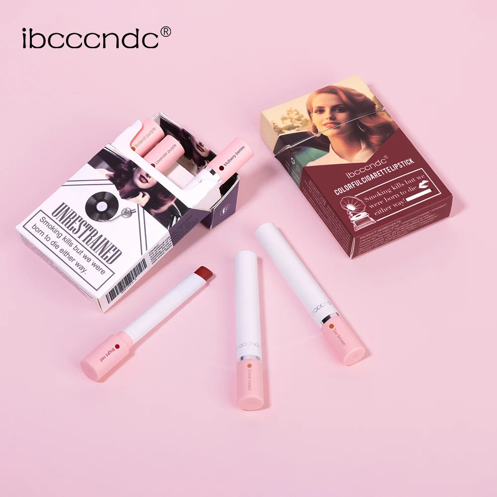 ibcccndc Cigarette Lipstick 4 Colors Popular Lipstick Matte Finish Moisturizing Waterproof Sweatproof Lipstick Makeup