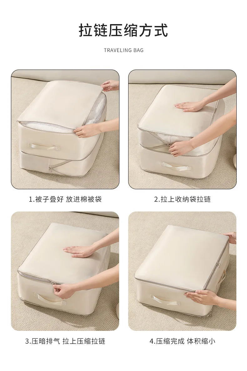 SRETNO Large Capacity Cotton Quilt Compression Storage Bag for Moving and Traveling Organizing Bag for Home Dust Pre Organizador