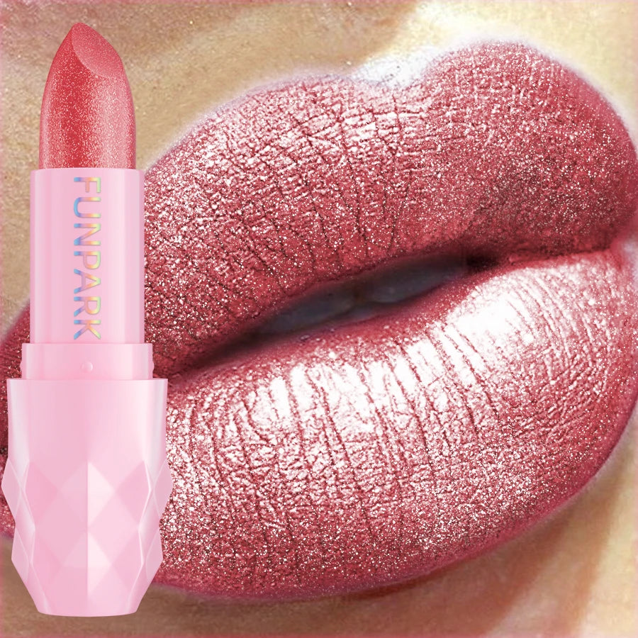 3 colors glitter shiny metallic lipstick pearlescent high pigmented lip tint waterproof lip senior lip makeup gitfs lip glaze