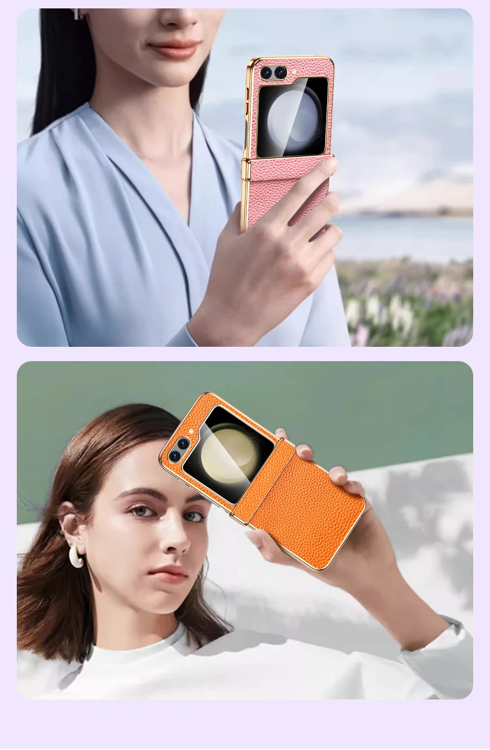 LANGSIDI Brand For samsung Galaxy Z flip 7 FE 6 5 flip7 Luxury Genuine Leather Hinge Protection Case Ultra-Thin Shockproof cover