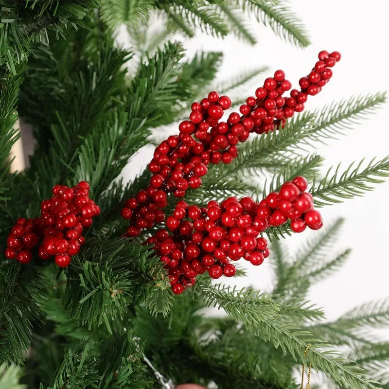 1/20PCS Artificial Berries Christmas Decoration Red Berry Branches for Xmas Tree Party Home Table Ornaments Fruit Wreath Decor