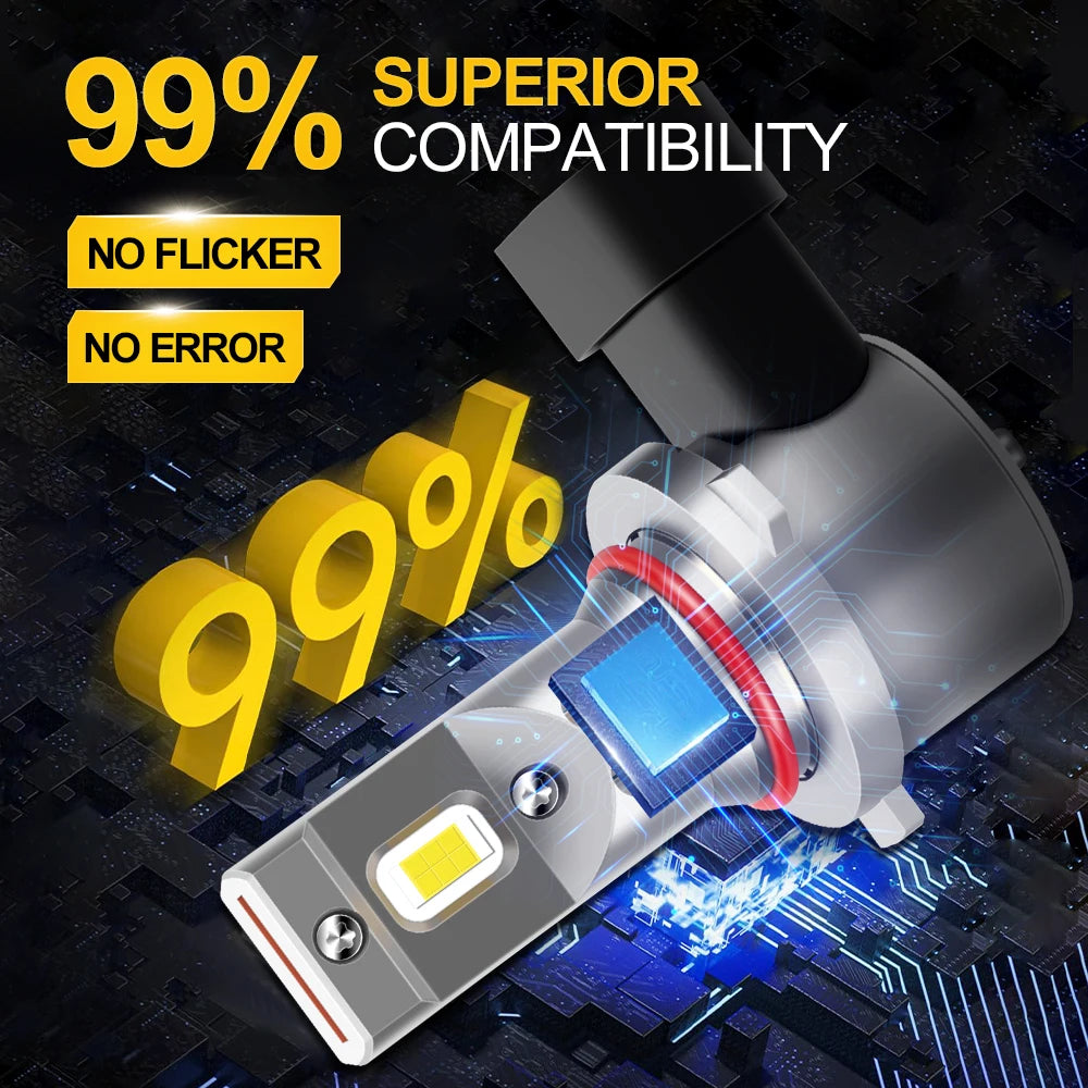 2PCS H7 H4 LED Bulbs Car Headlight Turbo Fan H11 H8 H9 9005 HB3 Led Lights 9006 HB4 Auto Headlamp CSP 30000LM 6000K Super White