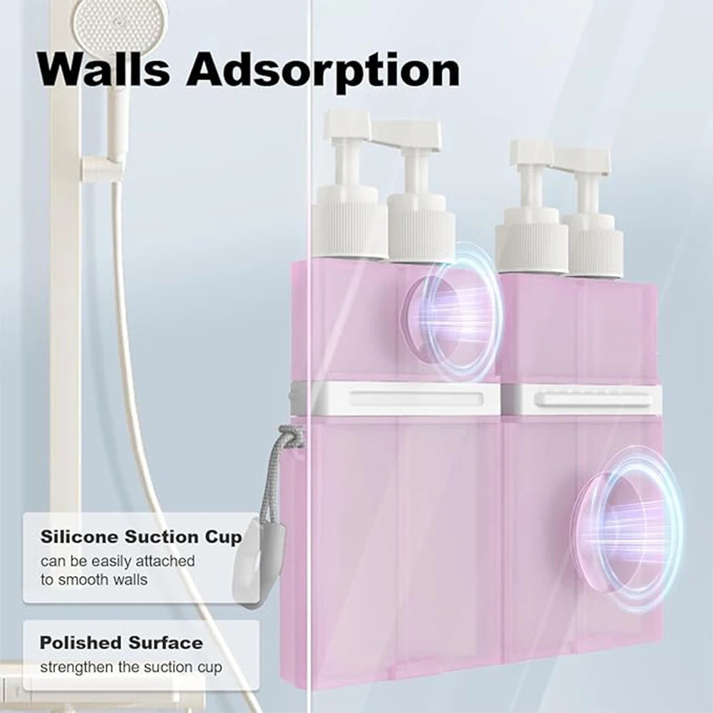 4in1 Travel Dispenser Bottles with Suction Cup, Travel Size Toiletries, Leak Proof Travel Containers for Toiletries