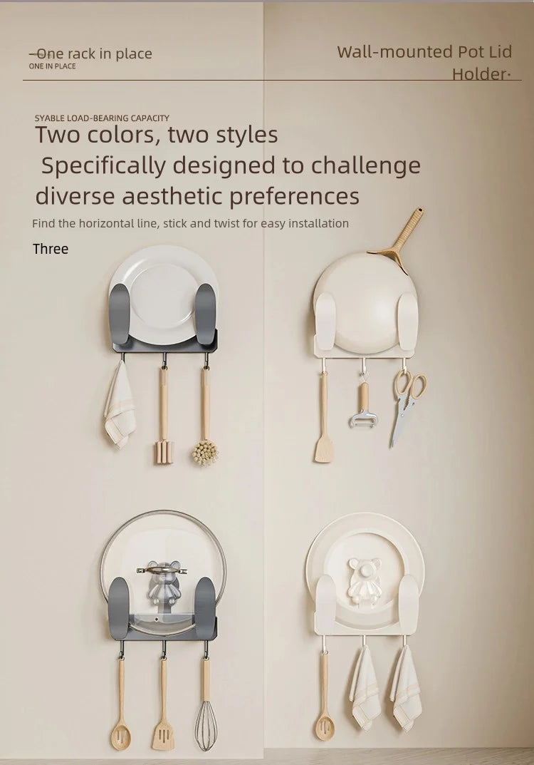 No-drilling kitchen storage rack, pot lid rack, wall-mounted cutting board, display rack, storage rack, household multifunctiona