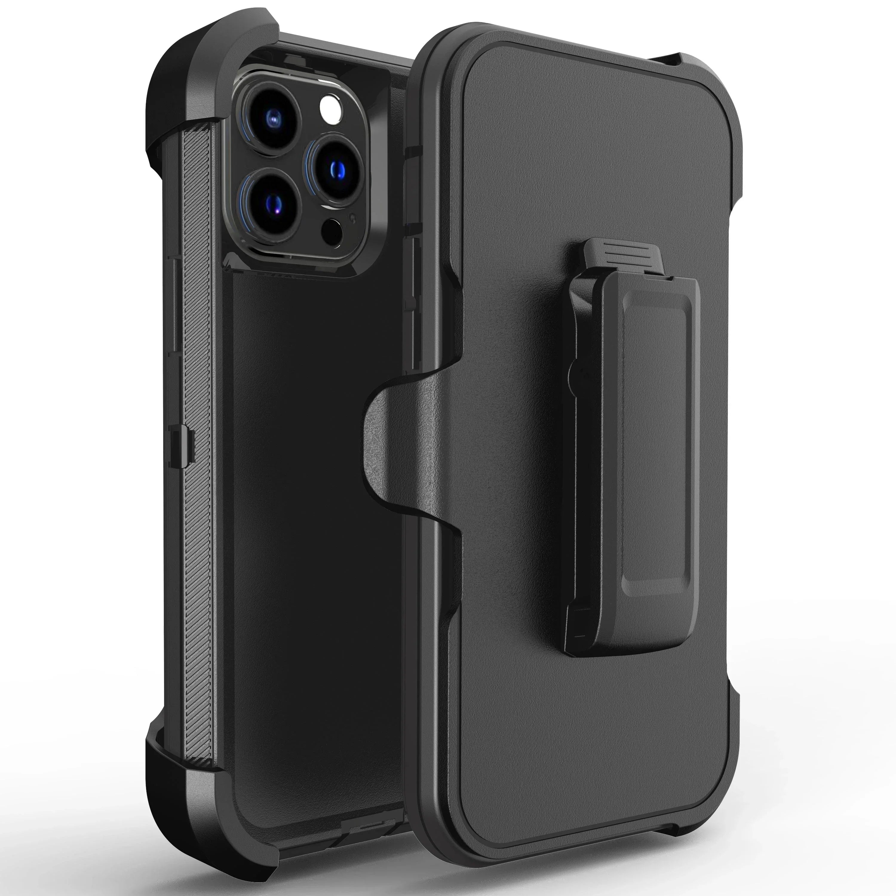 3IN1 PC+TPU Heavy Duty Rugged Armor Case for IPhone 16 15 14 11 Pro Max Plus 13/12 Mini XS/R 7/8 4/5G Back Clip OTT Cover Box