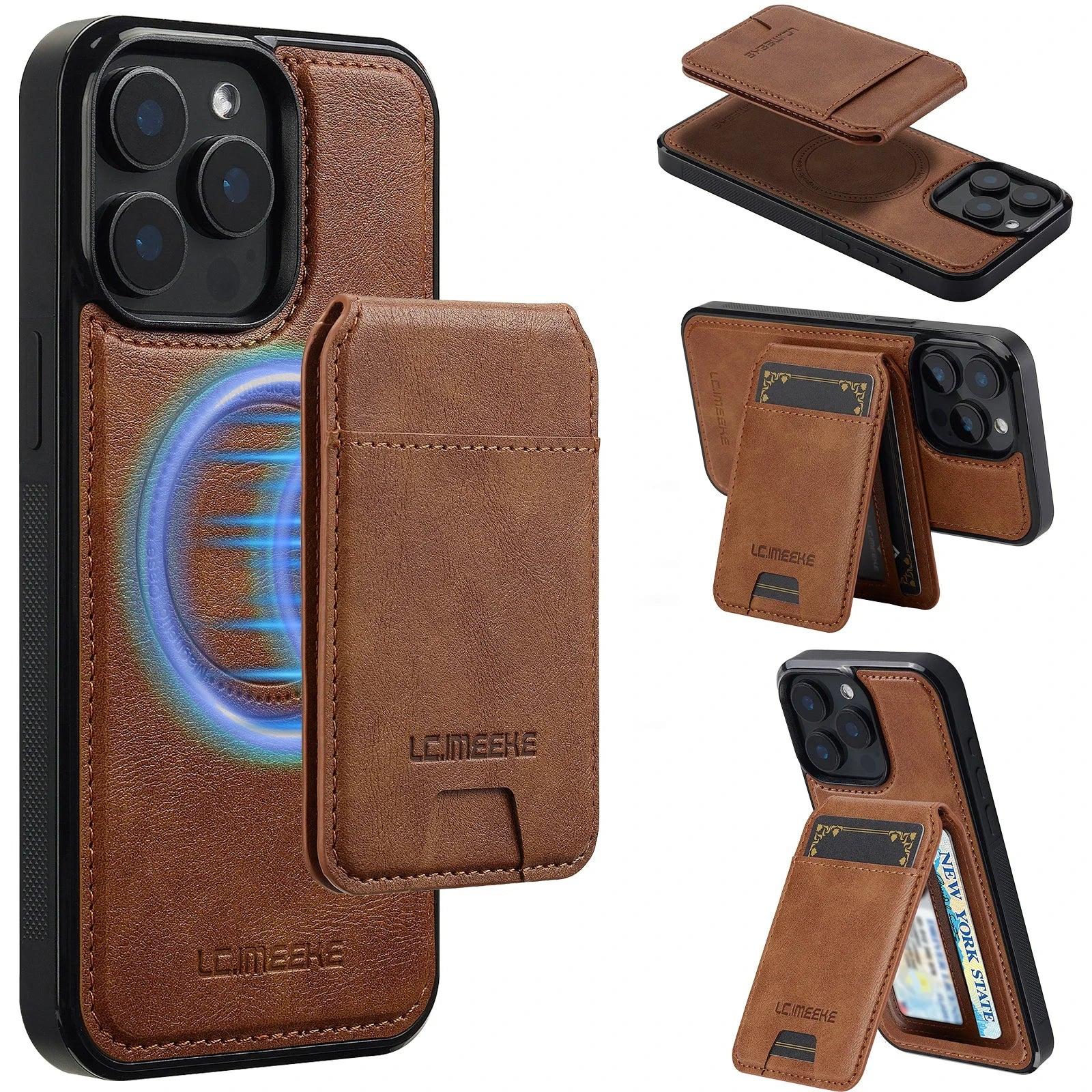 Detachable Magnetic 2 In 1 Leather Case For iPhone 16E 17 1615 14 13 12 11 Pro XS Max Air XR 8 7 Plus SE Card Pocket Phone Cover