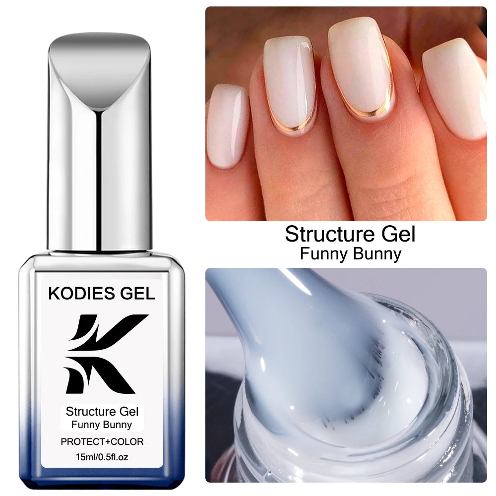 KODIES GEL Milky White Gel Polish Structure Rubber Base Gel Nail Polish 2 IN 1 Milk Opal Semi Permanent Primer Gellak Manicure