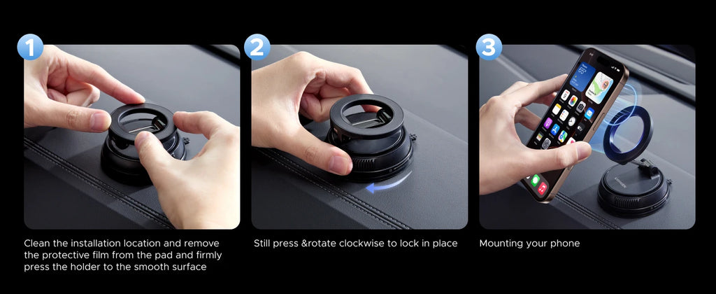 UGREEN Magnetic Car Phone Holder  360°Rotatable Dashboard Suction Cup Car Mount For Magsafe iPhone 16 15 14 ProMax Xiaomi Samsun