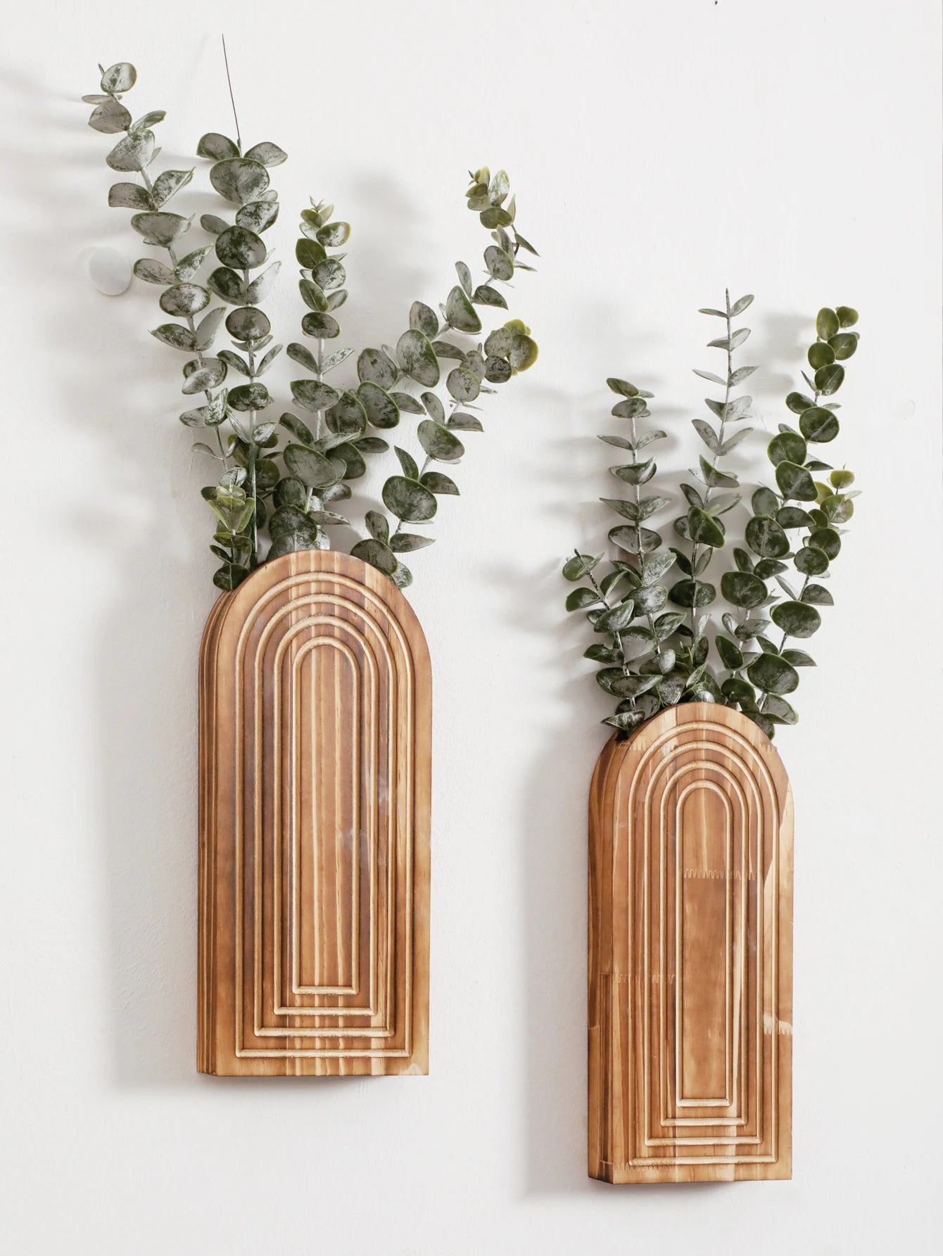 1pc Boho Wooden Wall Vase Wall Mounted Vase Arched Decorative Hanging Planter for Living Room, Bedroom & Home Wall Decoration
