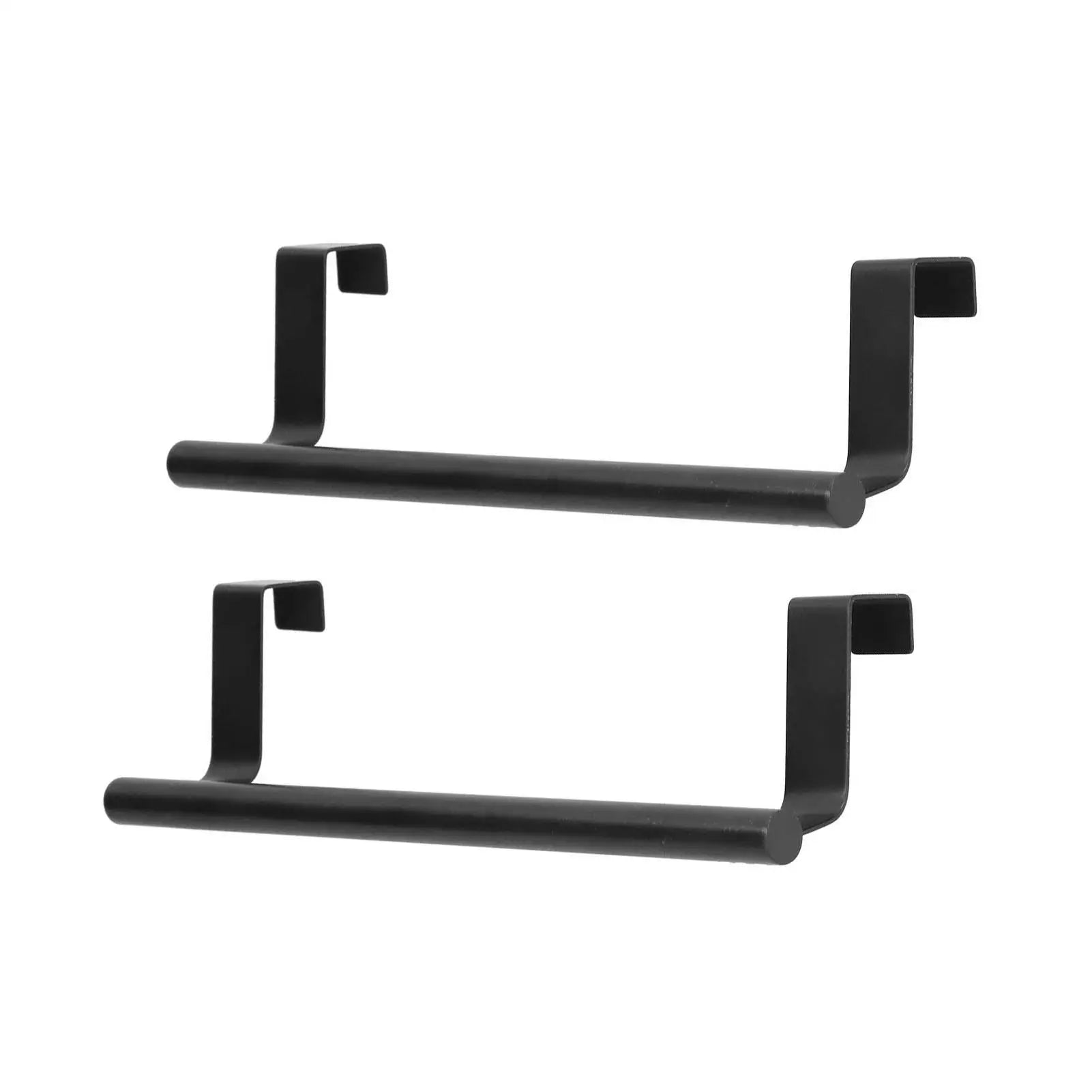 2Pcs Towel Rack Black Punch Free Cabinet Door Hanging Storage Organizer for Bathroom Kitchen for home Supplies 23cm 36cm