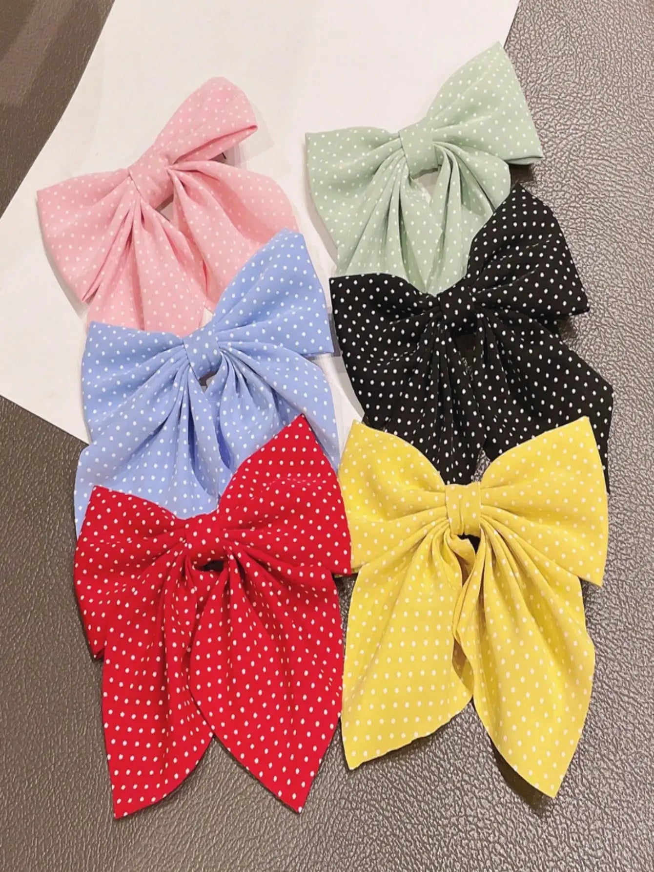 6 spring clip streamers bow hair clips for women