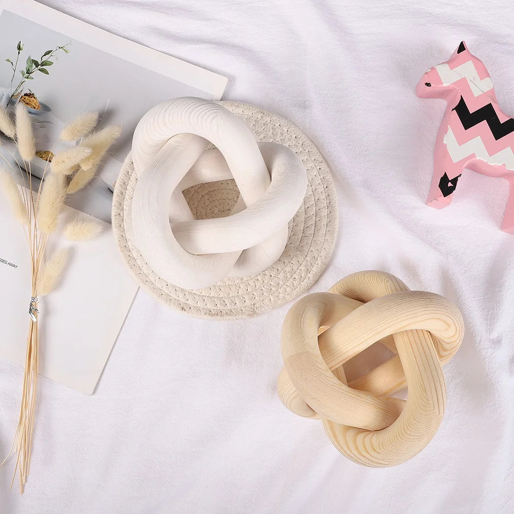 Bohemian Wood Chain Decoration for Living Room Farmhouse Coffee Table Decor Wood Knot Boho Natural Chain Desk Home Ornaments