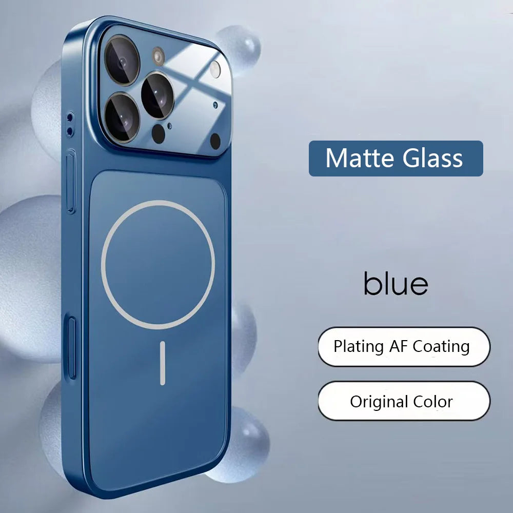 Original Glass Nano Matte For Magsafe Wireless Charging Armor Phone Case For iPhone 17 16 15 14 13 Pro Max 17 Air Magnetic Cover