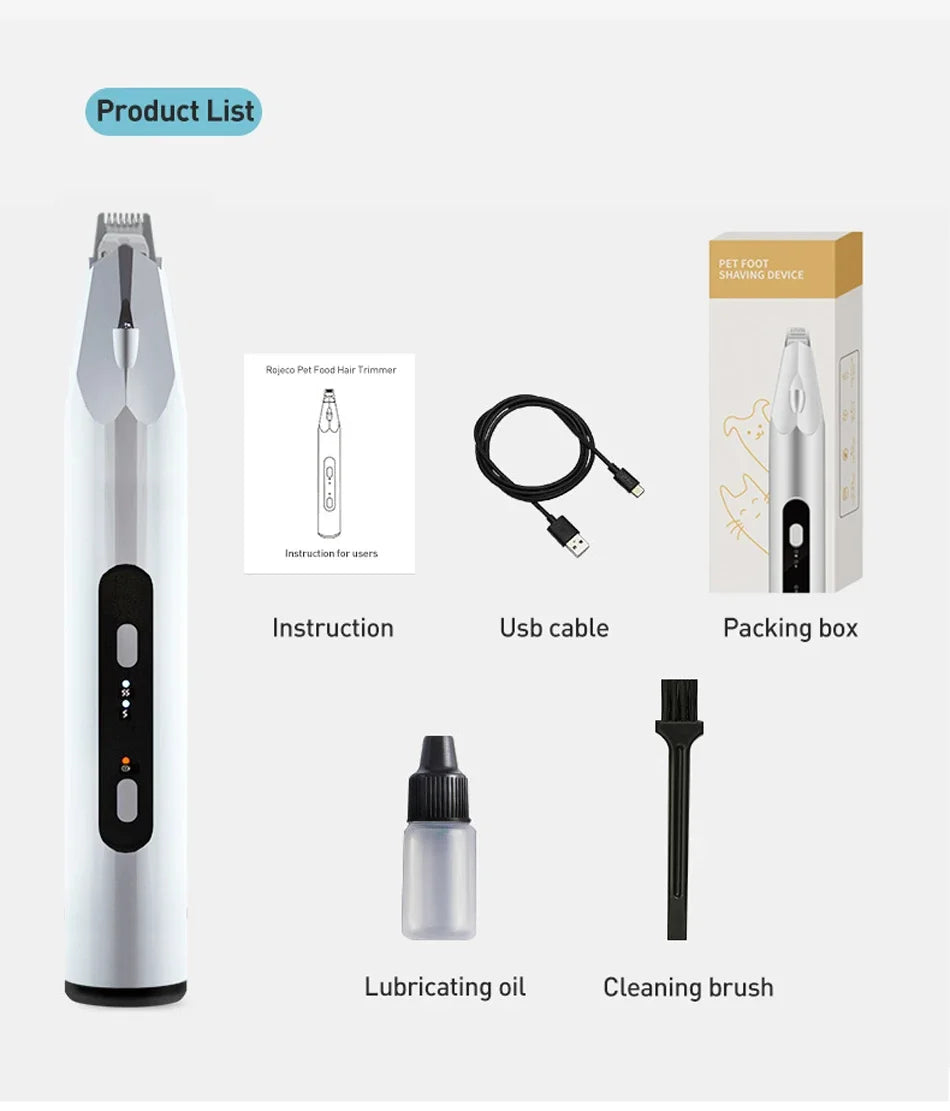 ROJECO Dog Hair Trimmer Professional Pet Foot Hair Trimmer Dog Grooming Clippers  for Dogs Haircut  Hair Cutting Electric Shaver