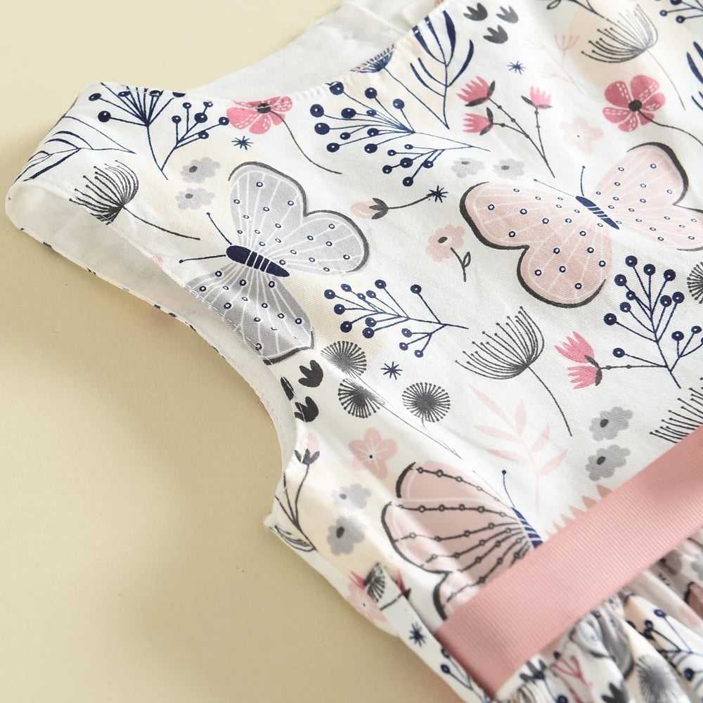 Summer New 3-7 Years Girls Vacation Casual Clothes Sleeveless Sweet Cute Print A-Line Dress 1 Pc Children Fashion Wear