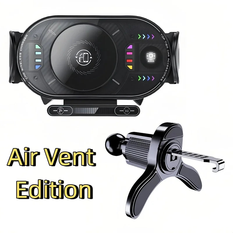 15W Universal Car Phone Wireless Charger Holder 90° Rotation Mount for Samsung Galaxy Fold 6 5 4 3 Z Flip S25 S24 Iphone 17 16