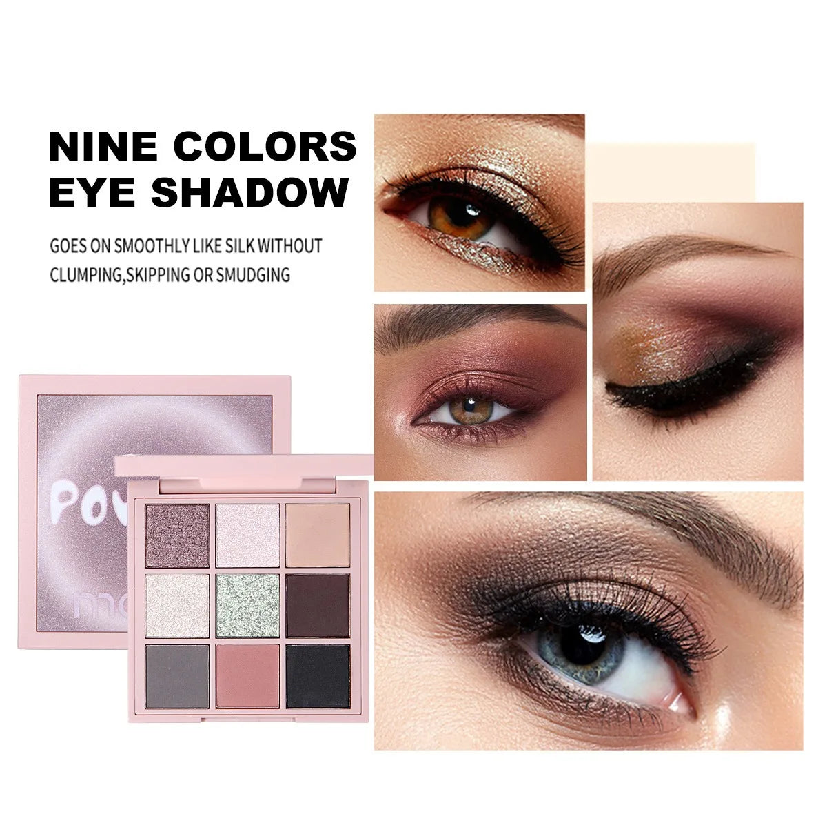 MUGE LEEN Nine-Color Eyeshadow Palette Matte Pearlescent Rose Smoke Peach Earth Tone Milk Tea Powder for Eye Makeup