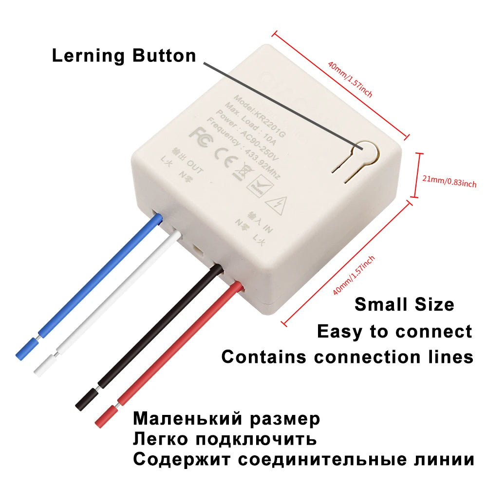 QIACHIP Wireless Smart Switch Light RF 433Mhz Wall Panel Switch with Remote Control Mini Relay Receiver 220V Led Light Lamp Fan