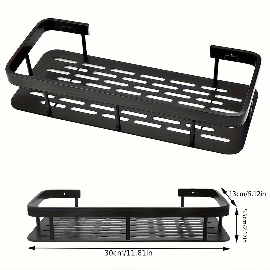Punch Free Wall Mounted Bathroom Shelf No Drill Shower Shelf Kitchen Storage Organizer Shampoo Rack Makeup Storage Organizer