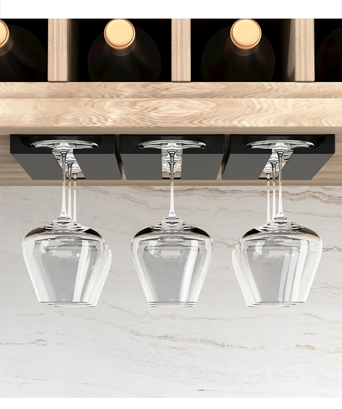 Kitchen Cabinet Free Punching Holder Wine Glass Rack Multi-Function Goblet Classification up Organizer Hanging Holder Shelf