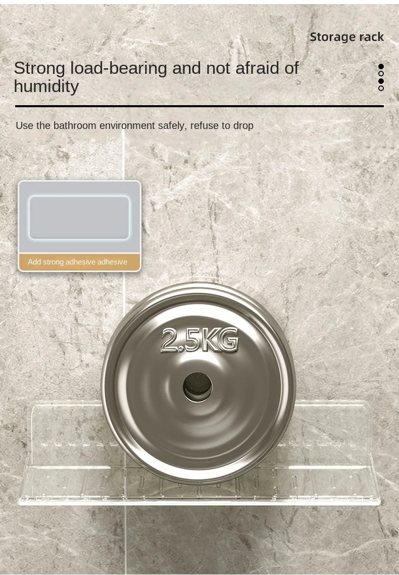 Wall-mounted Storage Rack for Bathroom, Punch-free, Household, Toiletry, Table, Cosmetic, Makeup, Rack, #3478