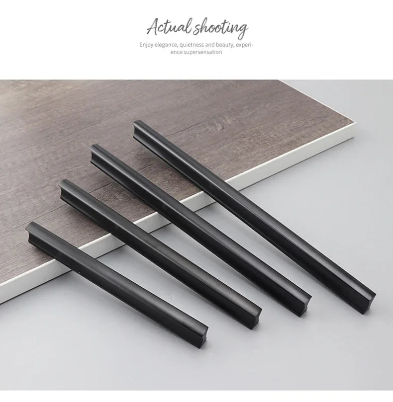 64mm-320mm Kitchen Cabinet Storage Handles Closet Wardrobe Dressers Black Door Handle Drawer Pulls Knobs Hardware accessories