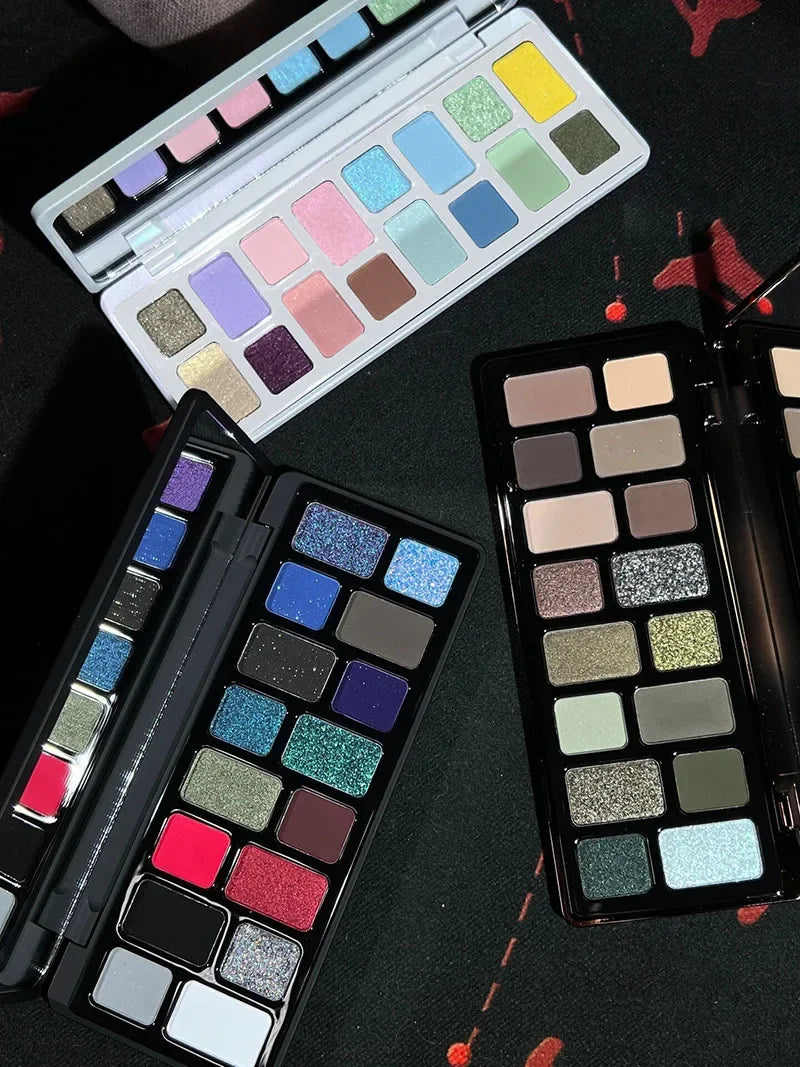 16 Color BLACK Pearl Eyeshadow Palette Waterproof Long-Lasting Diamond Shimmer Sparkling Crystal Eye Makeup Cosmetic CO:03