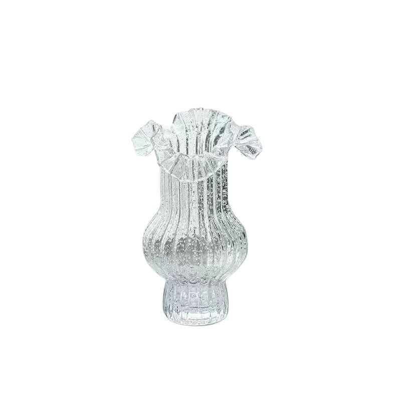 Pleated skirt luminous fluorescent glass vase flower arrangement high value creative simple water rose lily device