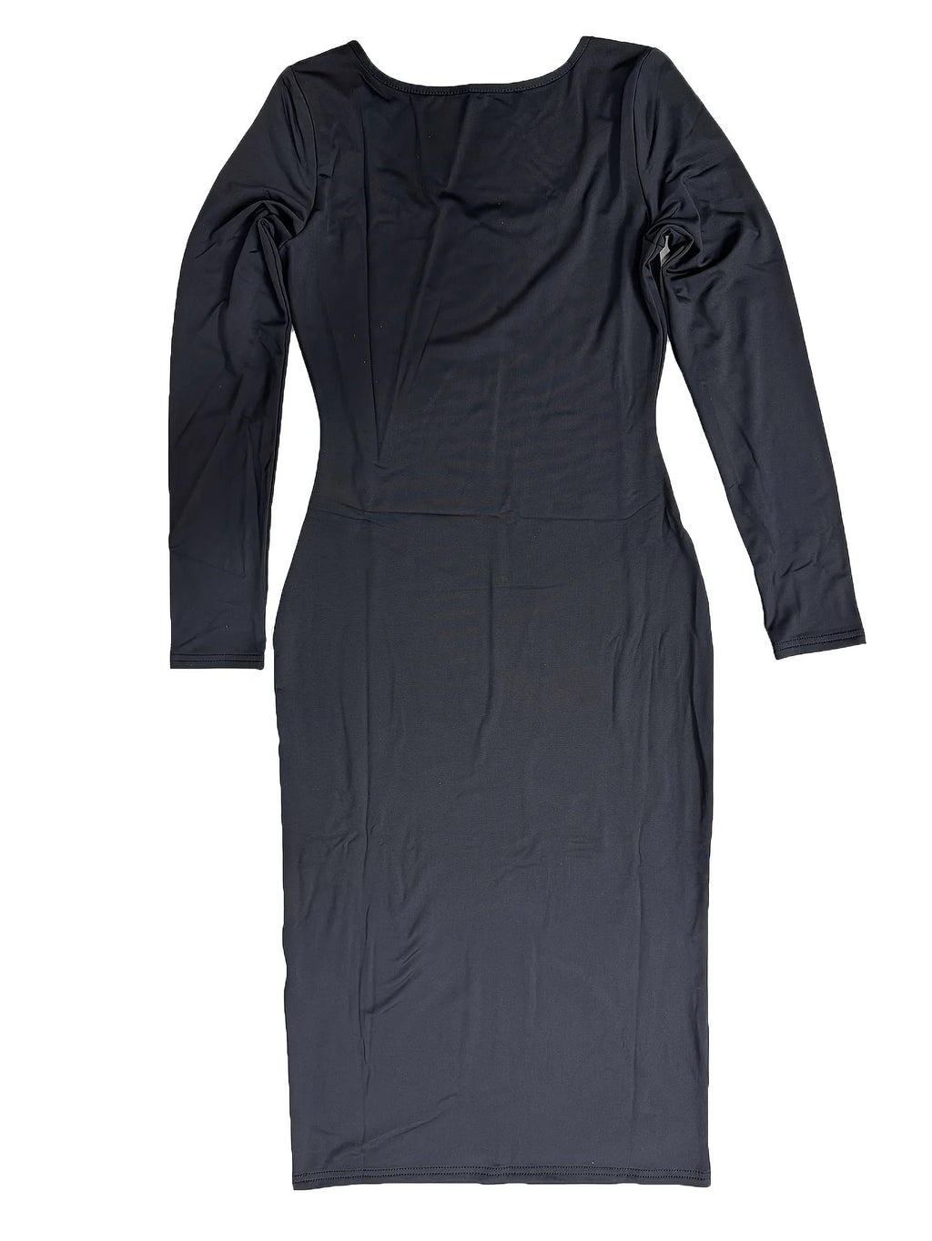 Womens Long Sleeve U-Neck Party Bodycon Midi Jumper Dress Stretch Winter Dresses