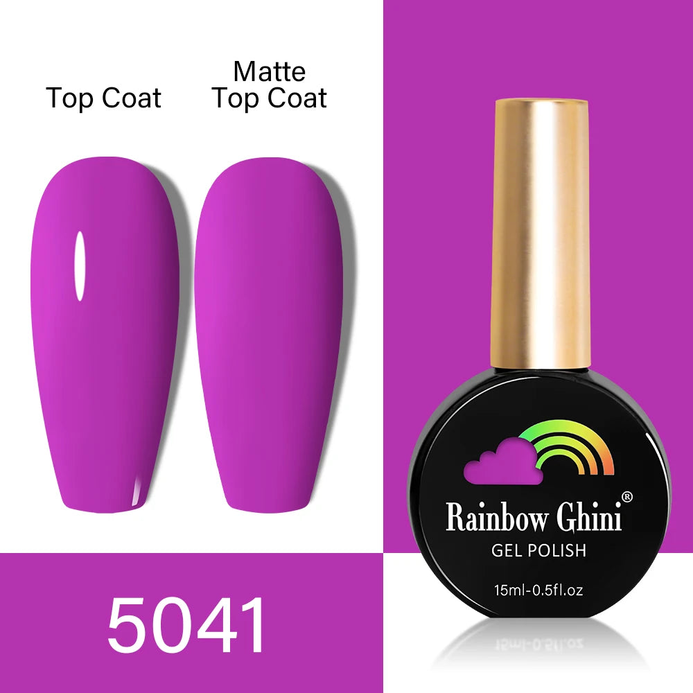 RG HEMA TPO FREE Neon Glitter Gel Nail Polish 15ml Nail Art Manicure Semi Permanent Gel Hybrid Varnishes Top Base Coat UV Nail