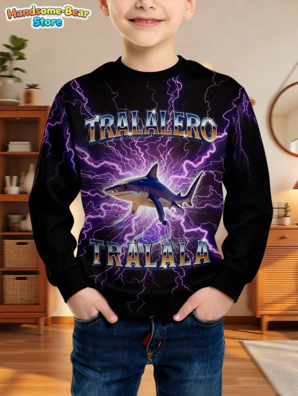 Italian Brainrot Boys Sweatshirt Autumn Long Sleeve Round Neck Hoodie Tungtung Sahur Brainrot Cartoon Children Tops Boys Clothes