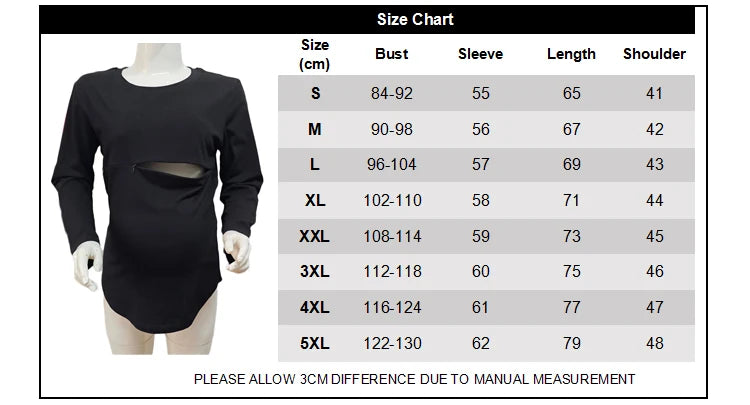 Breastfeeding T Shirt Maternity Clothes Long Sleeve Pregnancy Loose Hem Nursing Tee Spring Autumn Good Stretch Cotton