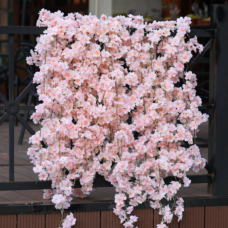 180CM Artificial Sakura Flowers Vine Wedding Garden Rose Arch Home Party Decoration Festival Bridal Fake Silk Scrapbook Plants